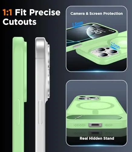 Temdan Magnetic Compatible with iPhone 16 Pro Max Case, [Built-in Invisible Kickstand][Compatible with MagSafe][Military Grade Shockproof] Slim Translucent Matte Phone Case for iPhone 16 Pro Max 6.9