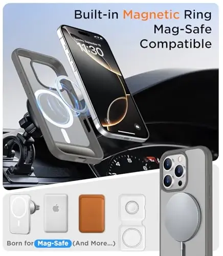 Temdan iPhone 16 Pro Max Kılıfı ile Manyetik Uyumlu, [Dahili Görünmez Destek Çubuğu] [MagSafe ile Uyumlu] [Askeri Sınıf Darbeye Dayanıklı] İnce Yarı Saydam Mat Telefon Kılıfı iPhone 16 Pro Max 6.9