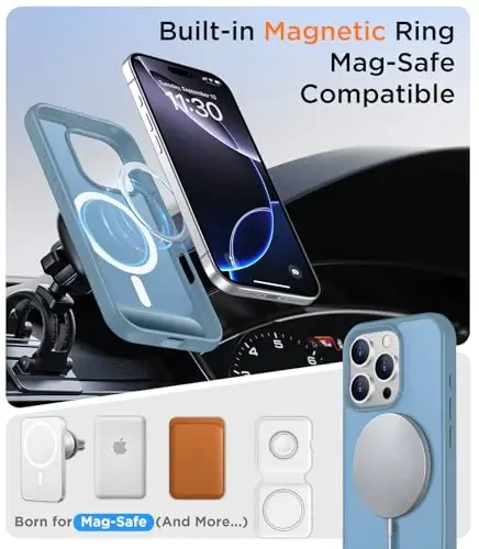 Temdan Magnetic Compatible with iPhone 16 Pro Max Case, [Built-in Invisible Kickstand][Compatible with MagSafe][Military Grade Shockproof] Slim Translucent Matte Phone Case for iPhone 16 Pro Max 6.9