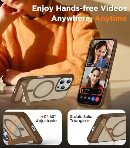 Temdan Magnetic Compatible with iPhone 16 Pro Max Case, [Built-in Invisible Kickstand][Compatible with MagSafe] [Military Grade Shockproof] Slim Translucent Matte Phone Case for iPhone 16 Pro Max 6.9