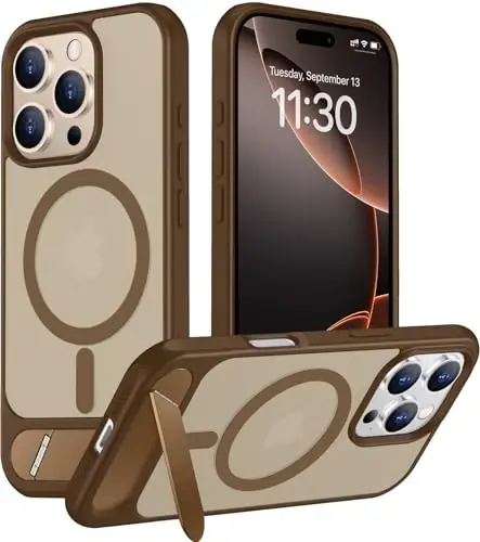 Temdan Magnetic Compatible with iPhone 16 Pro Max Case, [Built-in Invisible Kickstand][Compatible with MagSafe] [Military Grade Shockproof] Slim Translucent Matte Phone Case for iPhone 16 Pro Max 6.9