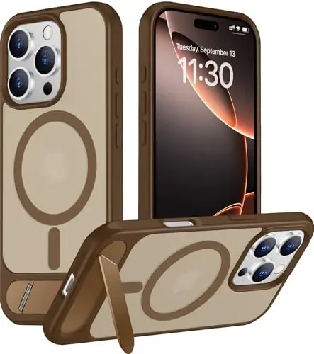 Temdan Magnetic Compatible with iPhone 16 Pro Max Case, [Built-in Invisible Kickstand][Compatible with MagSafe] [Military Grade Shockproof] Slim Translucent Matte Phone Case for iPhone 16 Pro Max 6.9