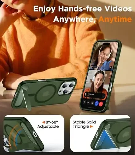 Temdan Magnetic Compatible with iPhone 16 Pro Max Case, [Built-in Invisible Kickstand][Compatible with MagSafe][Military Grade Shockproof] Slim Translucent Matte Phone Case for iPhone 16 Pro Max 6.9