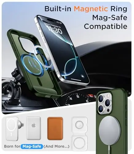 Temdan iPhone 16 Pro Max Kılıfı ile Uyumlu Manyetik, [Dahili Görünmez Destek Çubuğu] [MagSafe ile Uyumlu] [Askeri Sınıf Darbeye Dayanıklı] İnce Yarı Saydam Mat Telefon Kılıfı iPhone 16 Pro Max 6.9