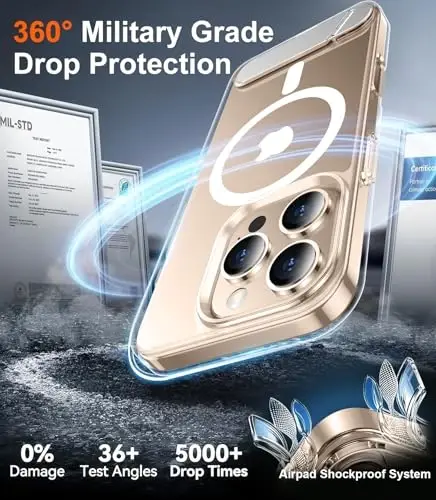 Temdan Magnetic Compatible with iPhone 16 Pro Max Case, [Built-in Invisible Kickstand][Compatible with MagSafe] [Military Grade Shockproof] Slim Thin Phone Case for iPhone 16 Pro Max 6.9