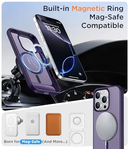 Temdan Magnetic Compatible with iPhone 16 Pro Max Case, [Built-in Invisible Kickstand][Compatible with MagSafe] [Military Grade Shockproof] Slim Translucent Matte Phone Case for iPhone 16 Pro Max 6.9
