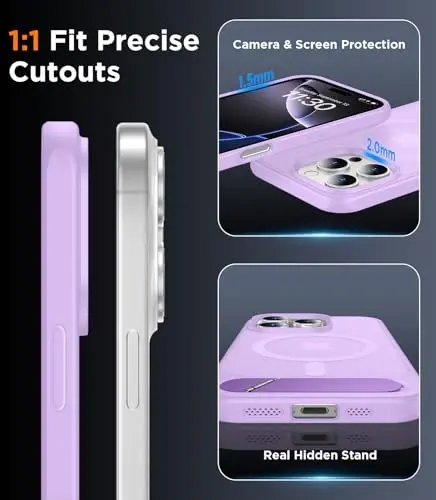 Temdan Magnetic Compatible with iPhone 16 Pro Max Case, [Built-in Invisible Kickstand][Compatible with MagSafe][Military Grade Shockproof] Slim Translucent Matte Phone Case for iPhone 16 Pro Max 6.9