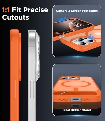 Temdan Magnetic Compatible with iPhone 16 Pro Max Case, [Built-in Invisible Kickstand][Compatible with MagSafe][Military Grade Shockproof] Slim Translucent Matte Phone Case for iPhone 16 Pro Max 6.9