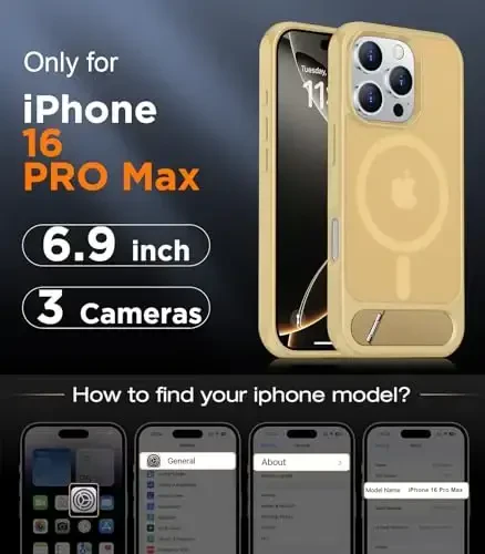 Temdan Magnetic Compatible with iPhone 16 Pro Max Case, [Built-in Invisible Kickstand][Compatible with MagSafe][Military Grade Shockproof] Slim Translucent Matte Phone Case for iPhone 16 Pro Max 6.9