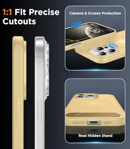 Temdan Magnetic Compatible with iPhone 16 Pro Max Case, [Built-in Invisible Kickstand][Compatible with MagSafe][Military Grade Shockproof] Slim Translucent Matte Phone Case for iPhone 16 Pro Max 6.9