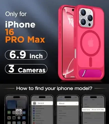 Temdan Magnetic Compatible with iPhone 16 Pro Max Case, [Built-in Invisible Kickstand][Compatible with MagSafe][Military Grade Shockproof] Slim Translucent Matte Phone Case for iPhone 16 Pro Max 6.9