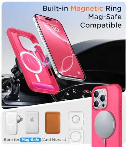Temdan iPhone 16 Pro Max Kılıfı ile Uyumlu Manyetik, [Dahili Görünmez Destek Çubuğu][MagSafe ile Uyumlu][Askeri Sınıf Darbeye Dayanıklı] iPhone 16 Pro Max 6.9