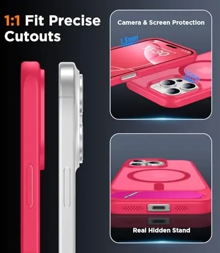 Temdan Magnetic Compatible with iPhone 16 Pro Max Case, [Built-in Invisible Kickstand][Compatible with MagSafe][Military Grade Shockproof] Slim Translucent Matte Phone Case for iPhone 16 Pro Max 6.9