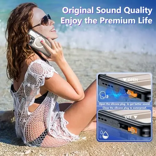 Temdan Compatible with iPhone 16 Pro Max Case Waterproof, Compatible with MagSafe Built-in Screen & Camera Protector IP68 Underwater Full Body 16FT Military Dropproof Shockproof Phone Case 6.9