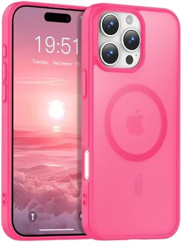Temdan iPhone 16 Pro Max uchun g‘ilof, Magsafe bilan mos, sarg‘ayishga qarshi, harbiy darajadagi himoya, zarbaga chidamli ingichka magnitli telefon g‘ilofi, atirgul 