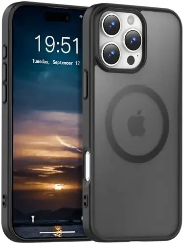 Temdan iPhone 16 Pro Max uchun g‘ilof, Magsafe bilan mos, sarg‘ayishga qarshi, harbiy darajadagi himoya, zarbaga chidamli ingichka magnitli telefon g‘ilofi qopqog‘i, qora - TEMDAN