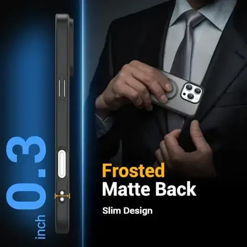 Temdan iPhone 16 Pro Max uchun g‘ilof, Magsafe bilan mos, sarg‘ayishga qarshi, harbiy darajadagi himoya, zarbaga chidamli ingichka magnitli telefon g‘ilofi qopqog‘i, qora - 5