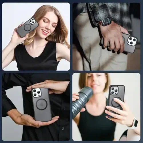 Temdan iPhone 16 Pro Max uchun g‘ilof, Magsafe bilan mos, sarg‘ayishga qarshi, harbiy darajadagi himoya, zarbaga chidamli ingichka magnitli telefon g‘ilofi qopqog‘i, qora - 7