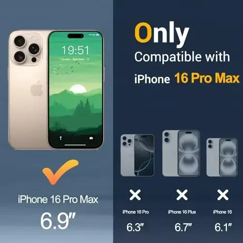 Temdan iPhone 16 Pro Max uchun g‘ilof, Magsafe bilan mos, sarg‘ayishga qarshi, harbiy darajadagi himoya, zarbaga chidamli ingichka magnitli telefon g‘ilofi, to‘q yashil - 2