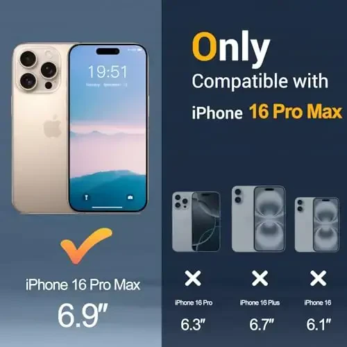 Temdan iPhone 16 Pro Max uchun g‘ilof, Magsafe bilan mos, sarg‘ayishga qarshi, harbiy darajadagi himoya, zarbga chidamli ingichka magnitli telefon g‘ilofi, Sierra Blue - 2