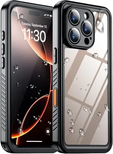 Temdan iPhone 16 Pro Max uchun mos keladigan suv o'tkazmaydigan g'ilof, o'rnatilgan ekran va kamera himoyachisi IP68 suv ostida to'liq korpus 16FT harbiy tomchiga chidamli zarbga chidamli telefon g'ilofi 6,9