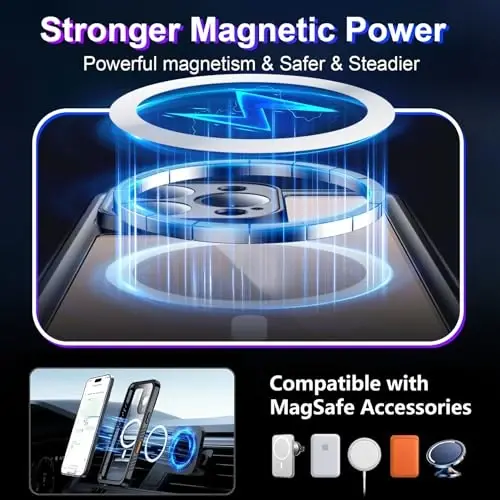 Temdan iPhone 16 Pro Max uchun suv o'tkazmaydigan g'ilof, MagSafe bilan mos, o'rnatilgan ekran va kamera himoyachisi IP68 suv ostida to'liq korpus 16FT harbiy tomchiga chidamli zarbga chidamli telefon g'ilofi 6.9