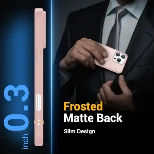 Temdan iPhone 16 Pro uchun g‘ilof, Magsafe bilan mos, sarg‘ayishga qarshi, harbiy darajadagi himoya, zarbaga chidamli ingichka magnitli telefon g‘ilof qopqog‘i, och pushti - 5