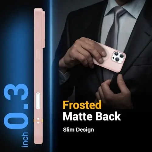 Temdan iPhone 16 Pro uchun g‘ilof, Magsafe bilan mos, sarg‘ayishga qarshi, harbiy darajadagi himoya, zarbaga chidamli ingichka magnitli telefon g‘ilof qopqog‘i, och pushti - 5