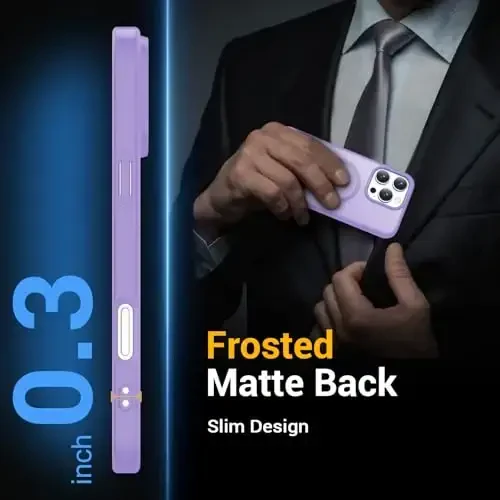 Temdan iPhone 16 Pro uchun g'ilof, Magsafe bilan mos, sarg'ayishga qarshi, harbiy darajadagi himoya, zarbga chidamli ingichka magnit telefon g'ilofi qopqog'i, och binafsha - 5