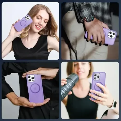 Temdan iPhone 16 Pro uchun g'ilof, Magsafe bilan mos, sarg'ayishga qarshi, harbiy darajadagi himoya, zarbga chidamli ingichka magnit telefon g'ilofi qopqog'i, och binafsha - 7