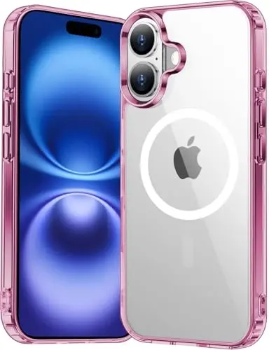 Temdan iPhone 16 uchun g‘ilof, Magsafe bilan mos, sarg‘ayishga qarshi, harbiy darajadagi himoya, zarbaga bardoshli ingichka magnitli telefon g‘ilofi, pushti - 1