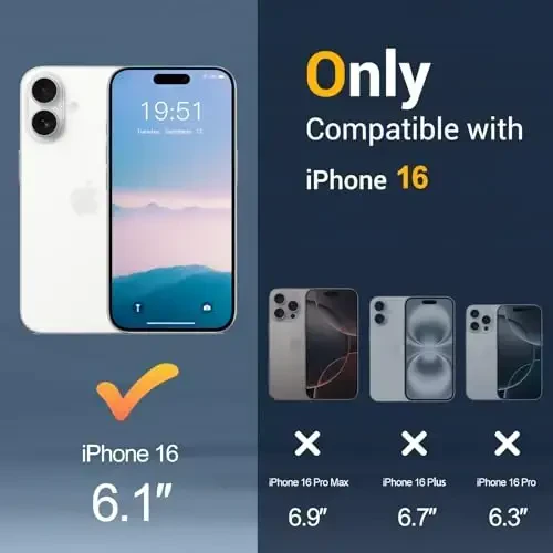 Temdan iPhone 16 uchun g'ilof, Magsafe bilan mos, sarg'ayishga qarshi, harbiy darajadagi himoya, zarbaga chidamli ingichka magnitli telefon g'ilofi, Sierra Blue - 2