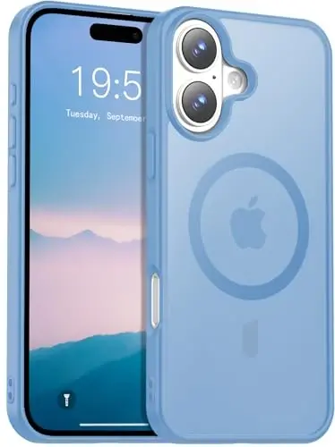 Temdan iPhone 16 uchun g'ilof, Magsafe bilan mos, sarg'ayishga qarshi, harbiy darajadagi himoya, zarbaga chidamli ingichka magnitli telefon g'ilofi, Sierra Blue 