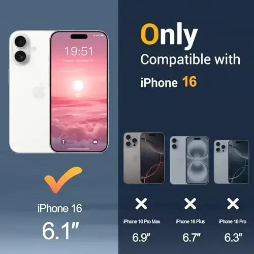 Temdan iPhone 16 uchun g'ilof, Magsafe bilan mos, sarg'ayishga qarshi, harbiy darajadagi himoya, zarbga chidamli ingichka magnitli telefon g'ilofi, atirgul - 2