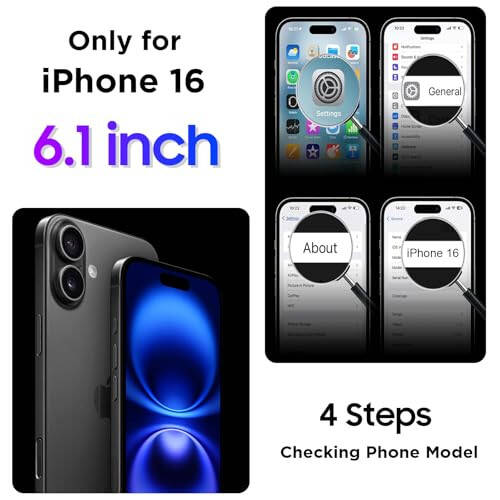 Temdan iPhone 16 uchun mos holat Suv oʻtkazmaydigan, Oʻrnatilgan ekran va kamera himoyachisi IP68 Suv ostida Toʻliq tanali 4,87 m Harbiy tomchilardan himoyalangan Zarbaga chidamli Telefon holati 6,1 dyuym - Qora/Shaffof - 2