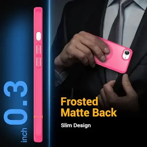 Temdan iPhone 16e g'ilofi uchun, Magsafe bilan mos, sarg'ayishga qarshi, harbiy darajadagi himoya, zarbga chidamli ingichka magnit telefon g'ilofi, och qizil - 7