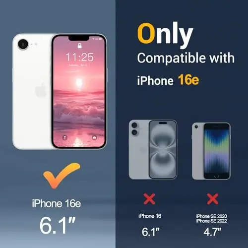 Temdan iPhone 16e g'ilofi uchun, Magsafe bilan mos, sarg'ayishga qarshi, harbiy darajadagi himoya, zarbga chidamli ingichka magnit telefon g'ilofi, och qizil - 2