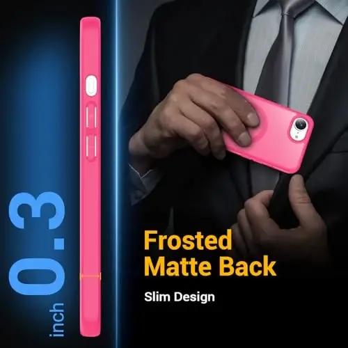Temdan iPhone 16e g'ilofi uchun, Magsafe bilan mos, sarg'ayishga qarshi, harbiy darajadagi himoya, zarbga chidamli ingichka magnit telefon g'ilofi, och qizil - 7