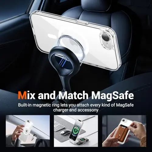 Temdan for iPhone 16e Case Clear with Screen Protector, Compatible with Magsafe, Anti-Yellowing, Military-Grade Protection, Shockproof Slim Magnetic Phone Case Cover, Transparent - TEMDAN (1)