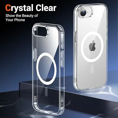 Temdan for iPhone 16e Case Clear with Screen Protector, Compatible with Magsafe, Anti-Yellowing, Military-Grade Protection, Shockproof Slim Magnetic Phone Case Cover, Transparent - 4