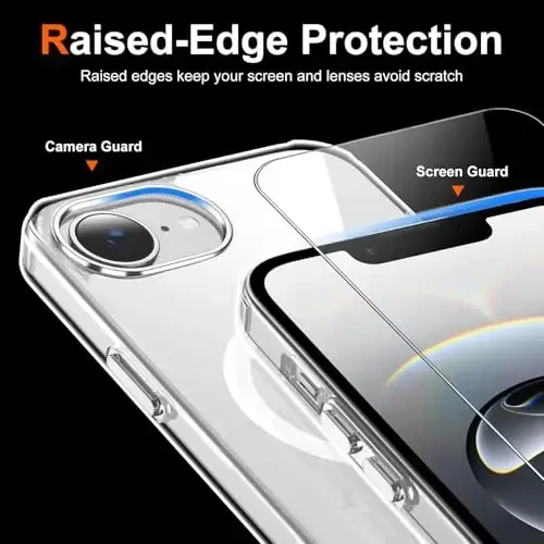 Temdan for iPhone 16e Case Clear with Screen Protector, Compatible with Magsafe, Anti-Yellowing, Military-Grade Protection, Shockproof Slim Magnetic Phone Case Cover, Transparent - 7