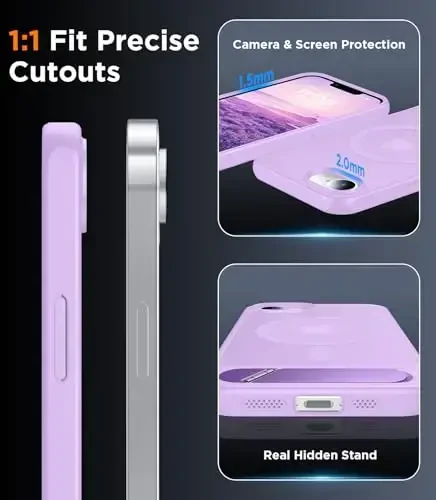 Temdan Magnetic Compatible with iPhone 16E Case, [Built-in Invisible Kickstand][Compatible with MagSafe][Military Grade Shockproof] Slim Translucent Matte Case for iPhone 16E 6.1