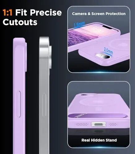 Temdan Magnetic Compatible with iPhone 16E Case, [Built-in Invisible Kickstand][Compatible with MagSafe][Military Grade Shockproof] Slim Translucent Matte Case for iPhone 16E 6.1