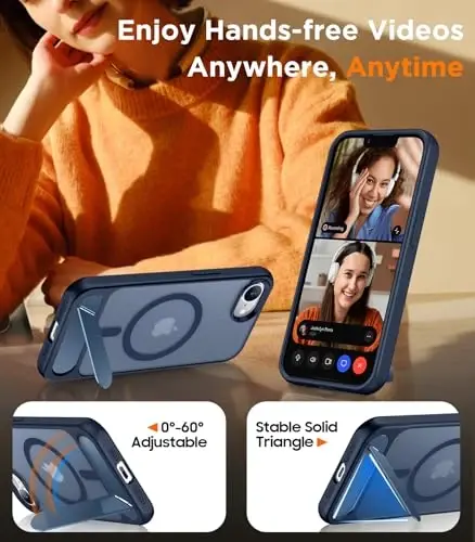 Temdan Magnetic Compatible with SE4 Case, [Built-in Invisible Kickstand][Military Grade Shockproof] Slim Translucent Matte Phone Case - 3