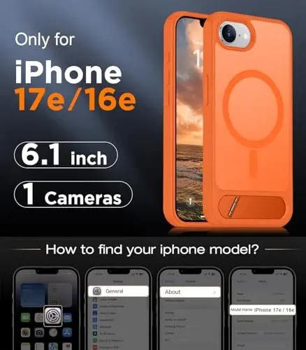 Temdan Magnetic Compatible with iPhone 16E Case, [Built-in Invisible Kickstand][Compatible with MagSafe][Military Grade Shockproof] Slim Translucent Matte Case for iPhone 16E 6.1