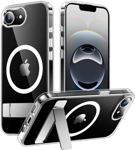 Temdan Magnetic Compatible with iPhone 16E Case, [Built-in Invisible Kickstand][Compatible with MagSafe][Military Grade Shockproof] Slim Thin Phone Case for iPhone 16E 6.1