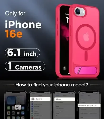 Temdan Magnetic Compatible with iPhone 16E Case, [Built-in Invisible Kickstand][Compatible with MagSafe][Military Grade Shockproof] Slim Translucent Matte Case for iPhone 16E 6.1
