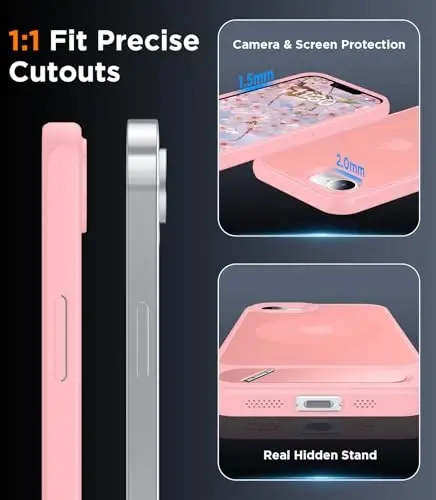 Temdan iPhone 16E Kılıfı ile Uyumlu Manyetik, [Dahili Görünmez Destek Çubuğu][MagSafe ile Uyumlu][Askeri Sınıf Darbeye Dayanıklı] iPhone 16E 6.1