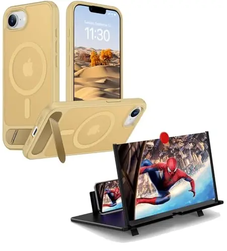 Temdan Compatible with iPhone 16E Case Screen Magnifier -Light Brown - 2