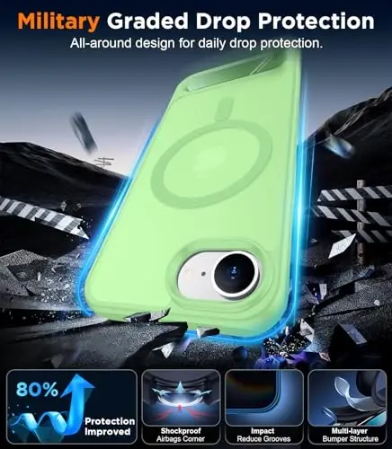 Temdan Magnetic Compatible with iPhone 16E Case, [Built-in Invisible Kickstand][Compatible with MagSafe][Military Grade Shockproof] Slim Translucent Matte Case for iPhone 16E 6.1